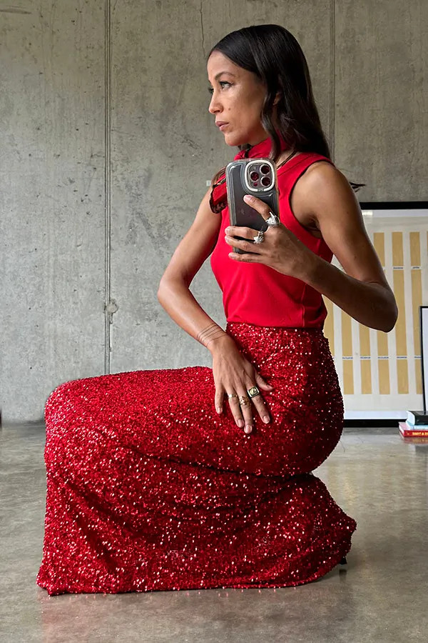 Red Sequin Dorris Skirt | Never Fully Dressed (UK & IE)