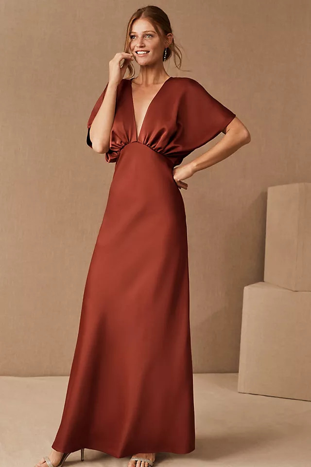 Leila Satin Charmeuse Maxi Dress | Anthropologie (US)