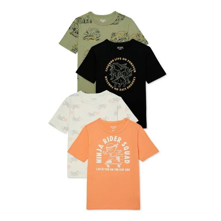 365 Kids from Garanimals Boys Mix and Match Tees, 4-Pack, Sizes 4-10 | Walmart (US)