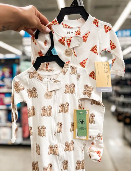 Monica Andy baby organic cotton clothing at Walmart. Fun patterns pizza, golden doodle , cactus. 

#LTKbaby