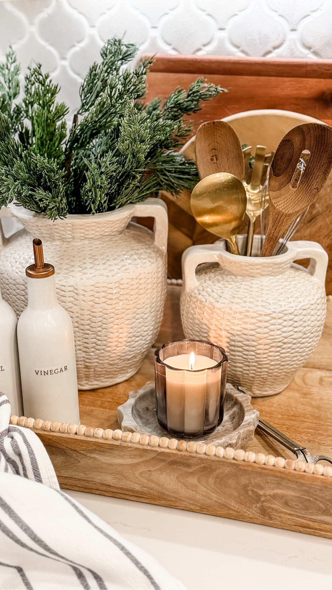 Timeless neutrals styled for the kitchen — perfect for corralling utensils while bringing warmth and intention to your space.

#LTKFindsUnder100 #LTKSaleAlert #LTKHome