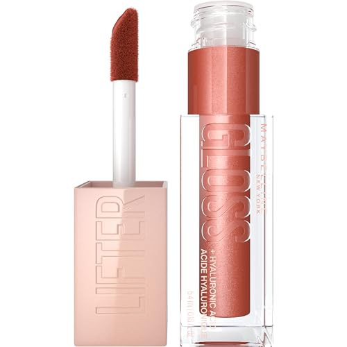 Maybelline Lifter Gloss, Hydrating Lip Gloss with Hyaluronic Acid, High Shine for Plumper Looking Lips, Topaz, Terracotta Neutral, 0.18 Ounce | Amazon (US)