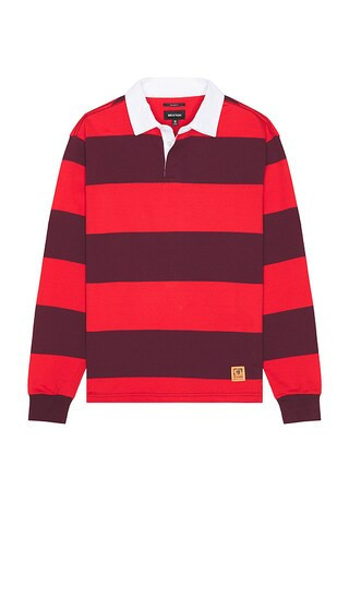 Brixton Union Heavy Weight Rugby Polo in Red. - size L | Revolve Clothing (Global)