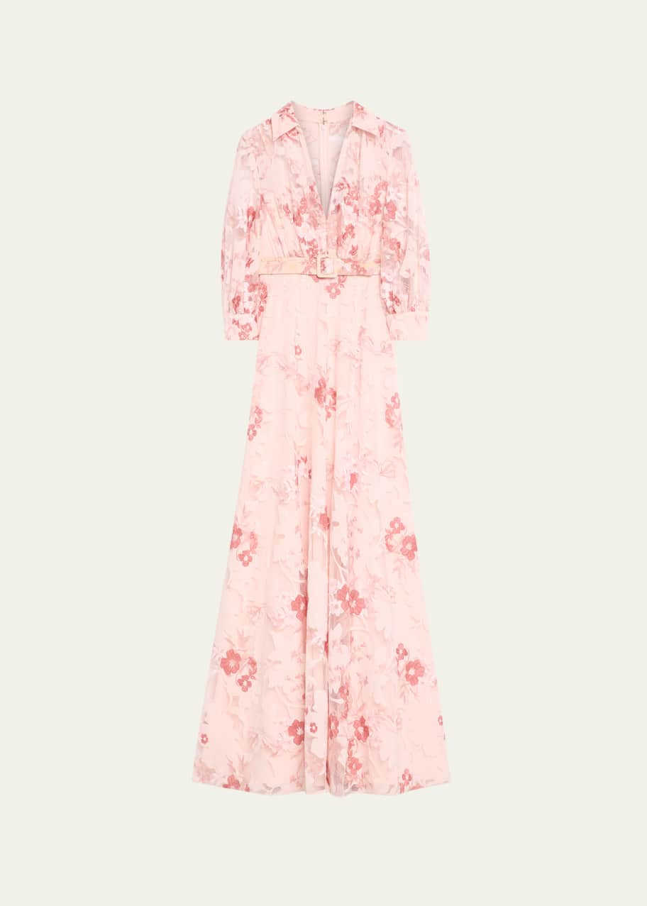 Blouson-Sleeve Lace Applique Shirt Gown | Bergdorf Goodman