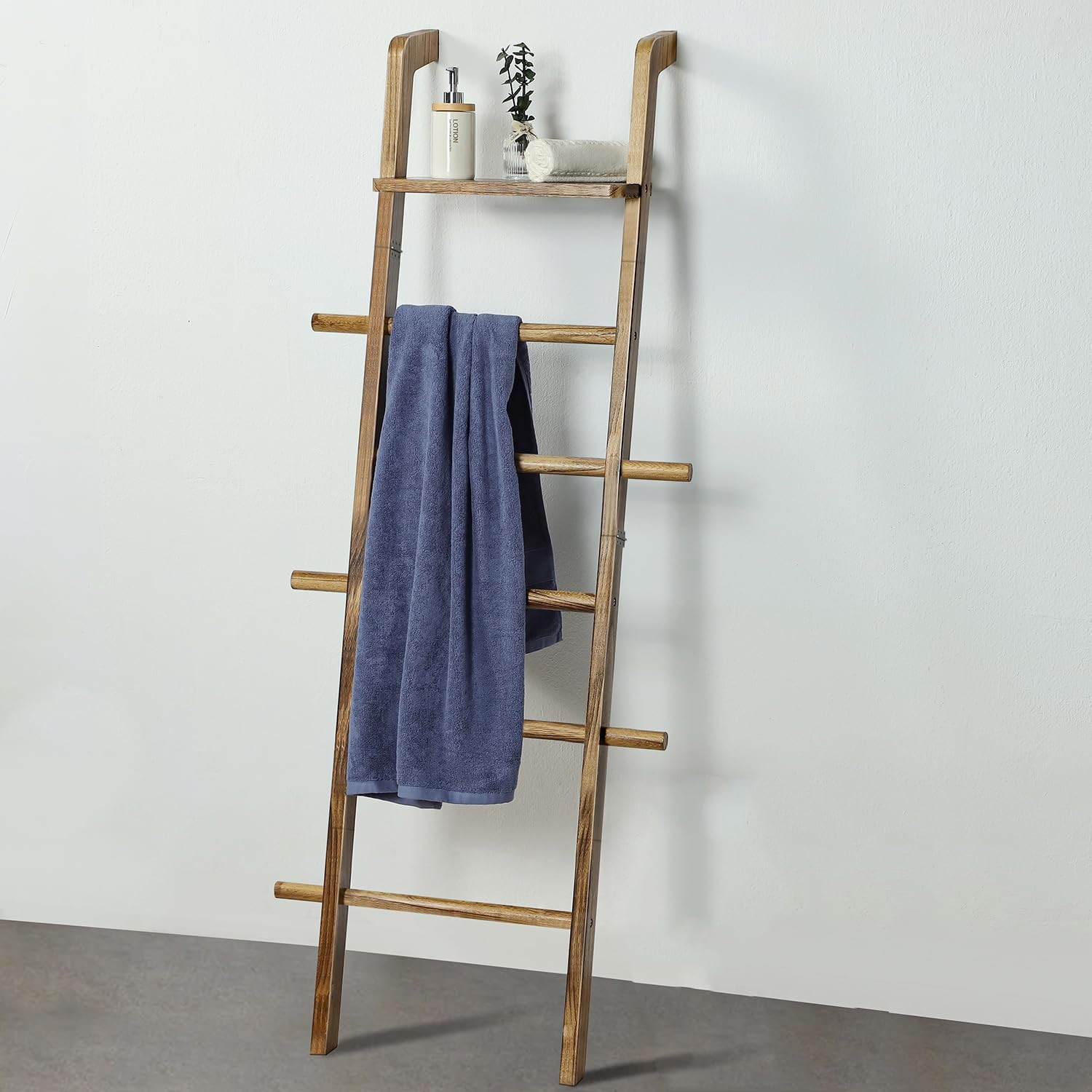Taozun 67-Inch Wooden Blanket Ladder with Shelf for Living Room - 5-Tier Farmhouse Towels and Qui... | Amazon (US)