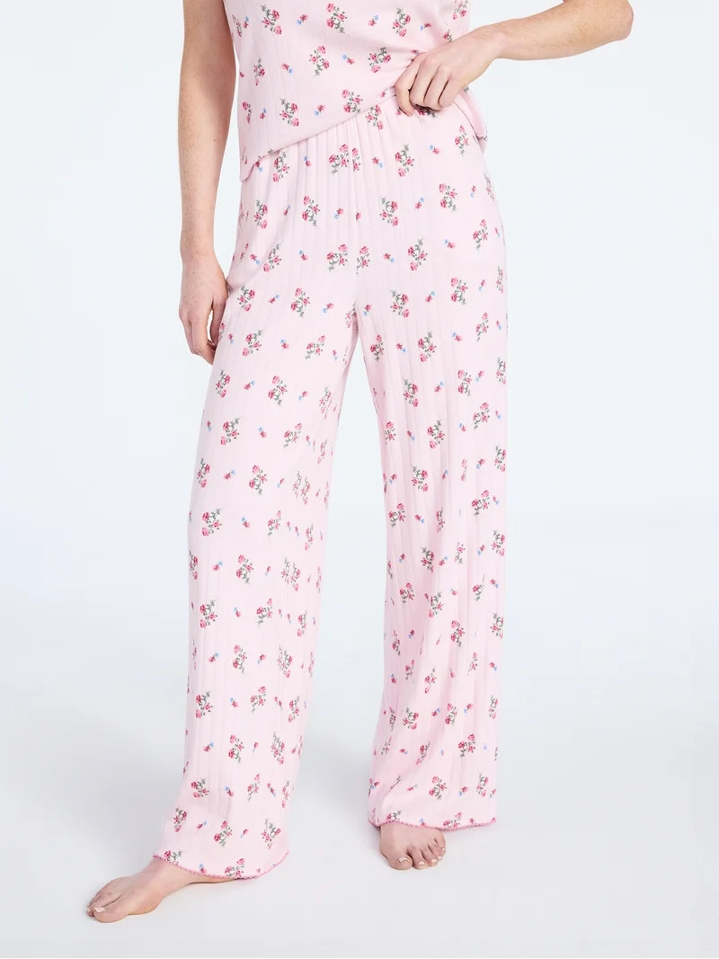 Joyspun Women’s Pointelle Knit Sleepwear Pants, 30'' Inseam, Sizes XS-3X | Walmart (US)