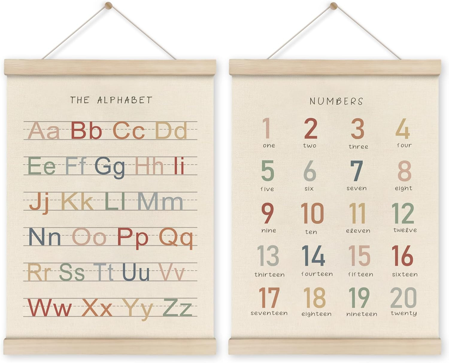 HRQKO Alphabet Numbers Poster Hanger Frame Set of 2, Nursery Wall Decor, ABC Banner Poster Wall A... | Amazon (US)