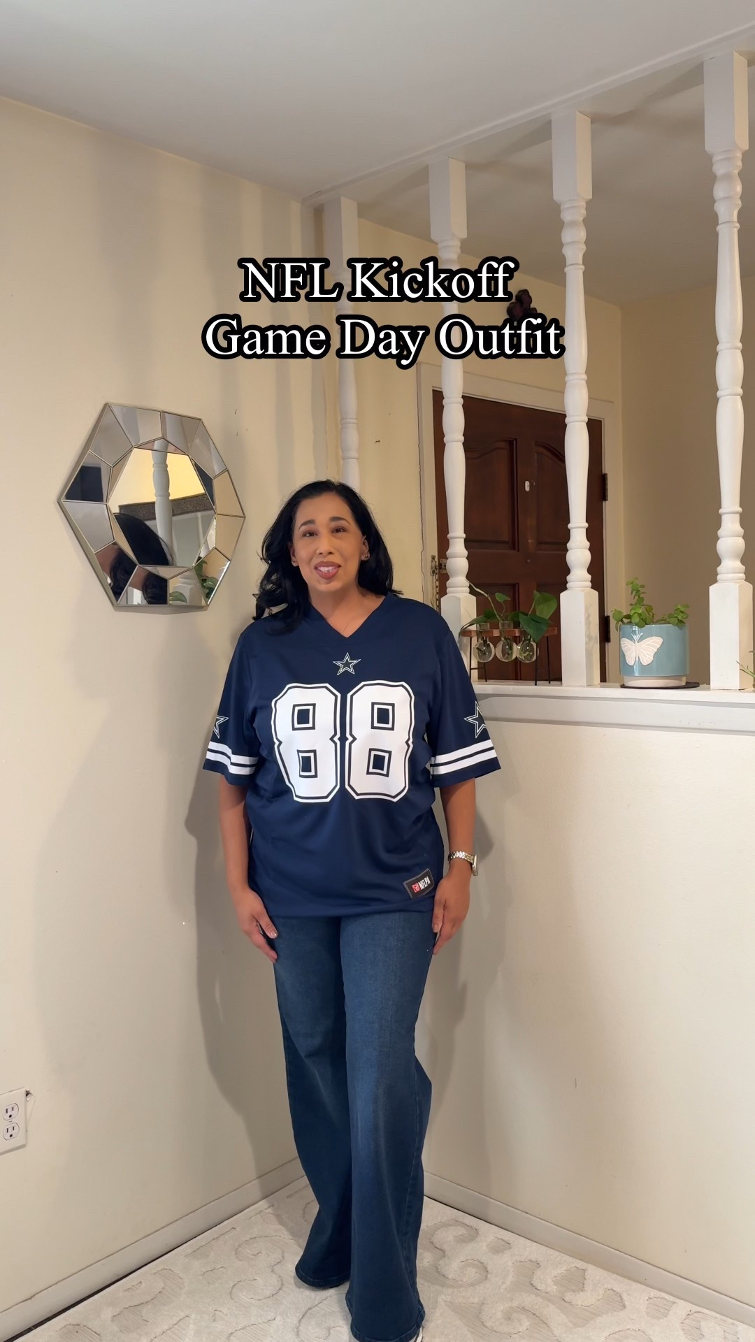 Game day ready 🏈✨ Kicking off the NFL season in my Walmart finds—this jersey + my go-to Sofía Vergara jeans are perfect for football season style. Paired with my Nike Zooms for comfort and a touch of sparkle from Kendra Scott’s football jewelry. Whether you’re tailgating or watching from home, this look has you covered.

#LTKGameDay #LTKStyle #WalmartFashion #FootballSeason #LTKFinds


#LTKMidsize #LTKFamily #LTKOver40