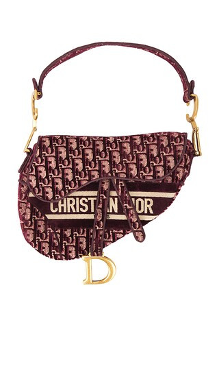 Dior Oblique Embroidered Velvet Saddle Bag in Red | Revolve Clothing (Global)