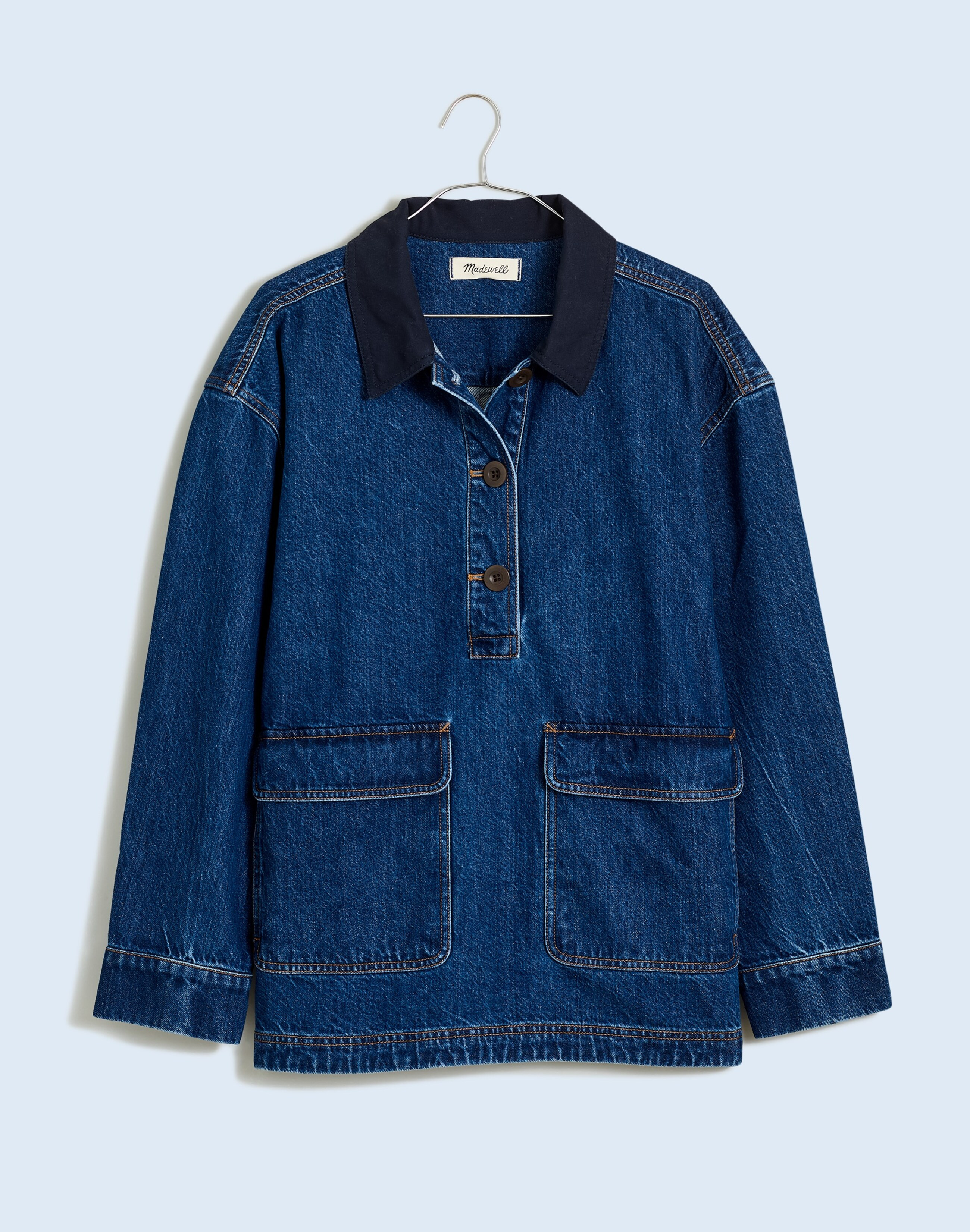 Denim Oversized Pullover Jacket in Willmont Wash | Madewell