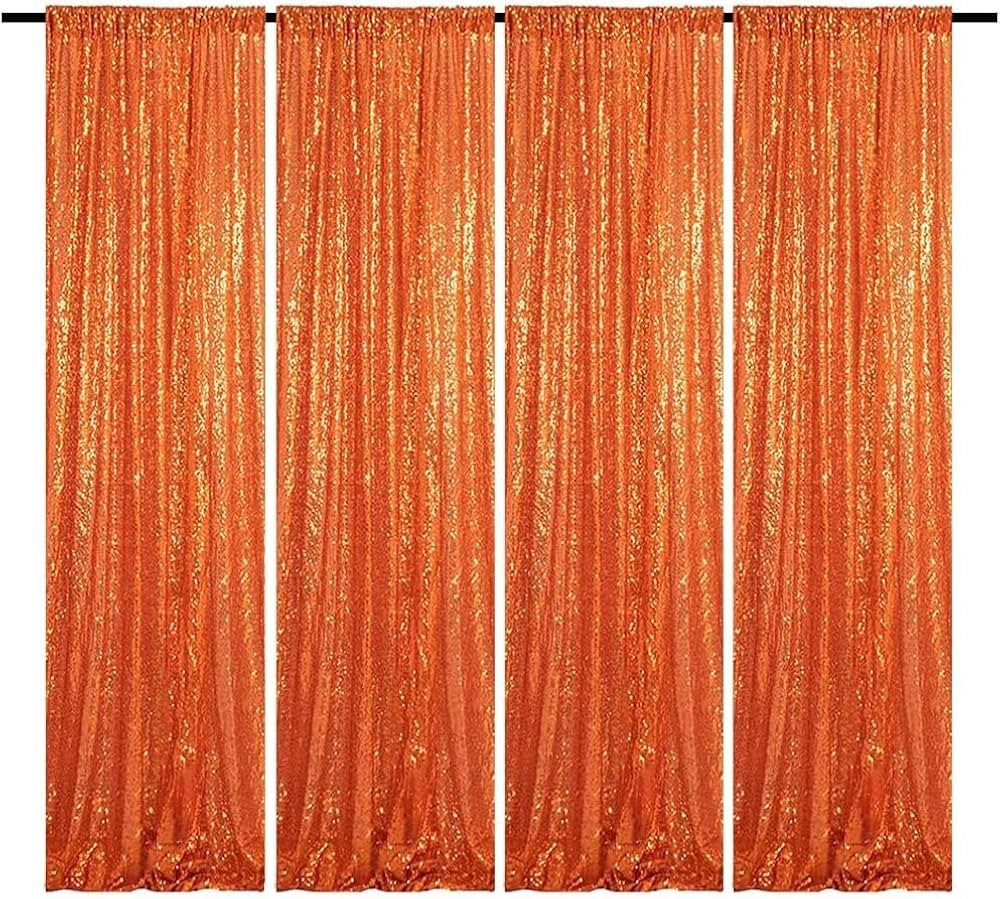 Orange Sequin Backdrop Curtain 2FTx8FT 4 Panels Glitter Drapes Sparkly Photography Background for... | Amazon (US)