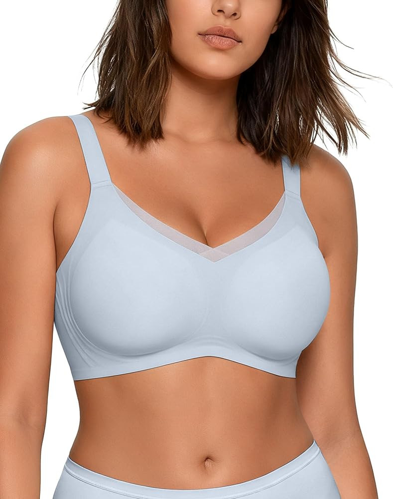 HORISUN Seamless Mesh Lace Bras for Women No Underwire Wireless Bras with Support and Lift Full C... | Amazon (US)