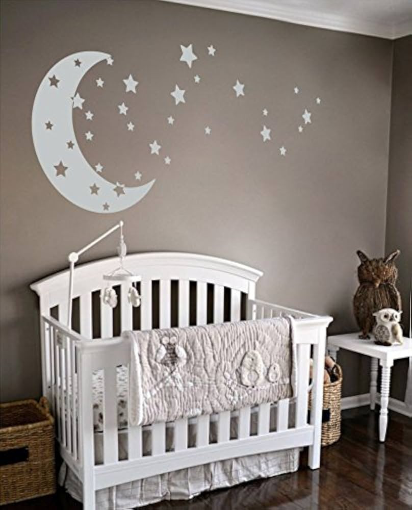 Moon and Stars Night Sky Vinyl Wall Art Decal Sticker Design for Nursery Room DIY Mural Decoratio... | Amazon (US)