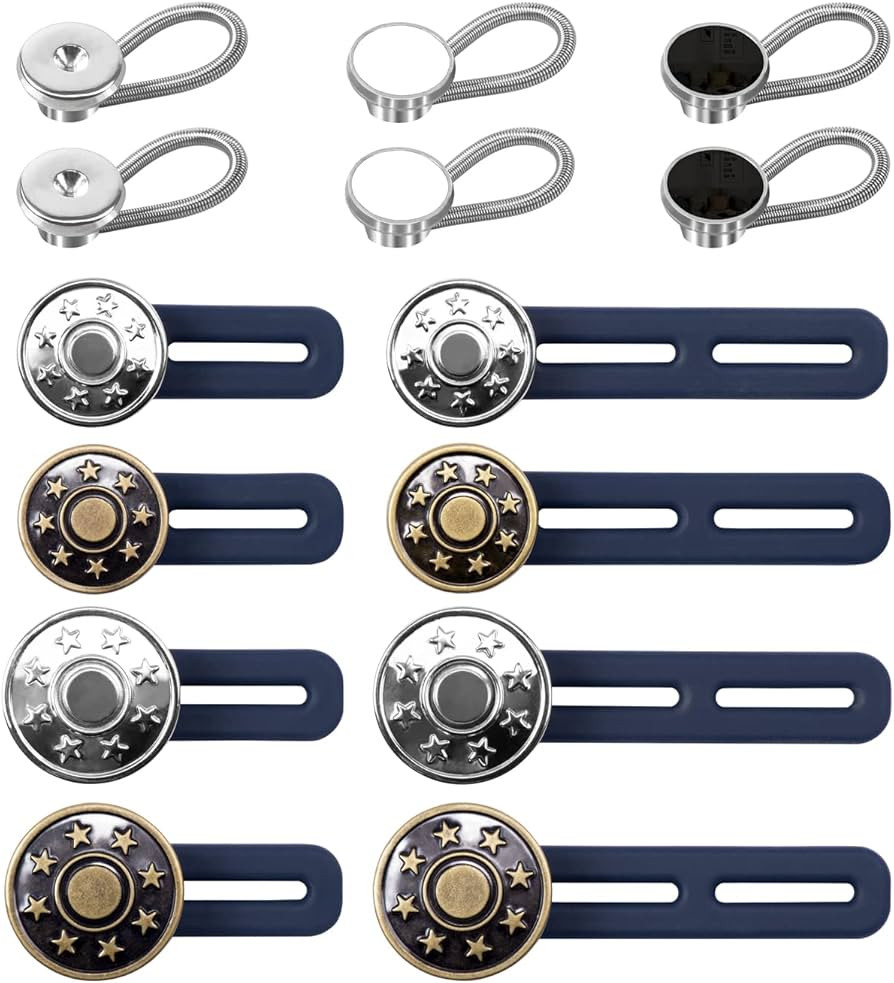Pants Button Extender Shirt Collar Extenders: 8 Pcs Jeans Waist Silicone Button for Mens and Wome... | Amazon (US)