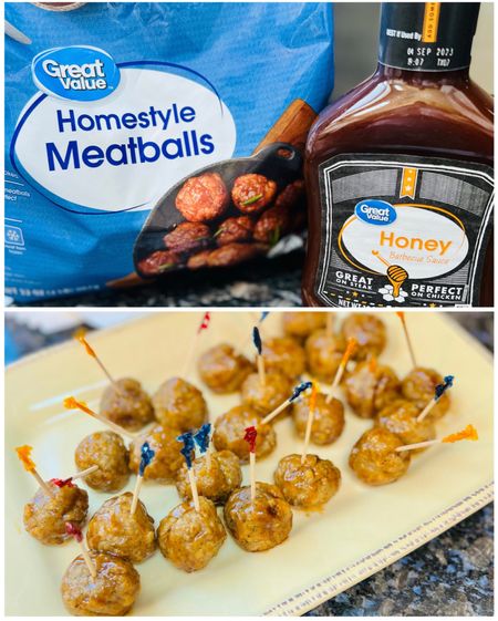 Shop all your game-day snack necessities at Walmart with low-price, quality private brands!!
#sponsored 
#Walmart

✨HONEY BBQ MEATBALLS✨
•Bake meatballs at 350 degrees for about 20 minutes or microwave for 2 minutes (about 12 meatballs) 
• Cover meatballs with BBQ sauce and serve
*For a heartier snack, add meatballs to rolls topped with provolone cheese!!

#LTKfamily #LTKhome #LTKSeasonal