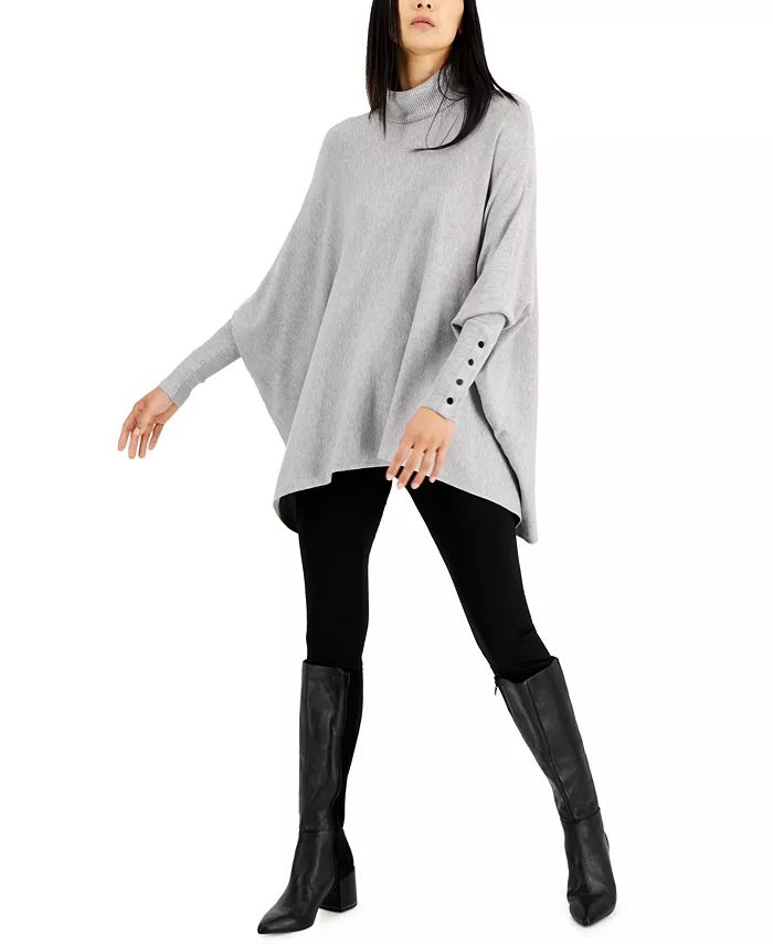 Alfani Women's Turtleneck Poncho Sweater, Created for Macy's & Reviews - Sweaters - Women - Macy'... | Macys (US)