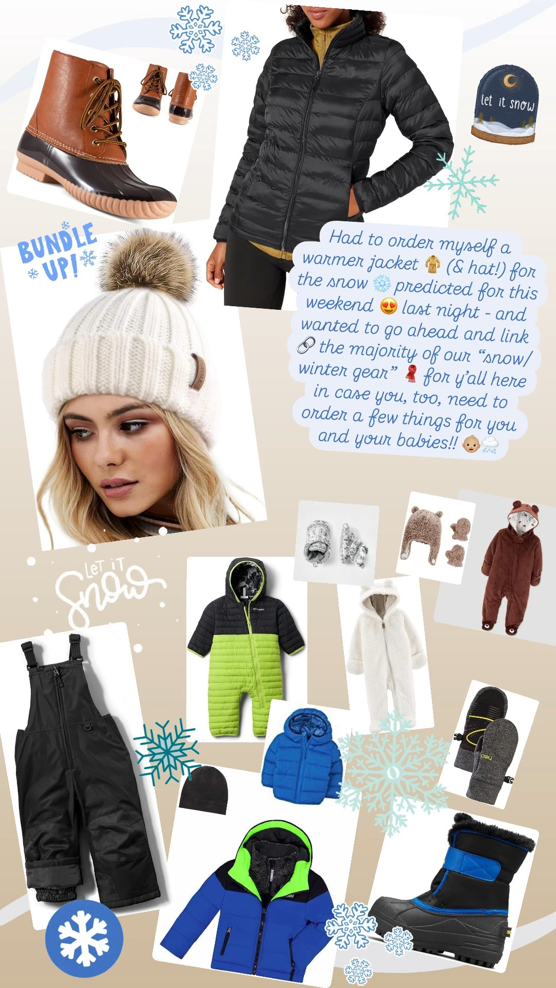 Had to order myself a warmer jacket 🧥 (& hat!) for the snow ❄️ predicted for this weekend 😍 last night - and wanted to go ahead and link 🔗 the majority of our “snow/winter gear” 🧣 for y’all here in case you, too, need to order a few things for you and your babies!! 👶🏼🌨️

#LTKKids #LTKFamily #LTKBaby