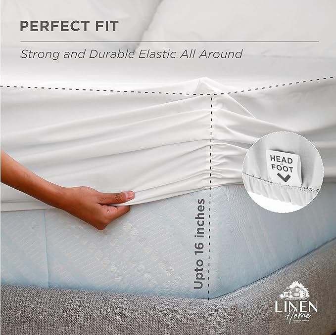 100% Cotton Percale Sheets Queen Size, White, Deep Pocket, 4 Pieces Sheet Set - 1 Flat, 1 Deep Po... | Amazon (US)