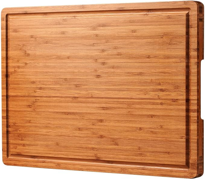 24"x18" Bamboo Cutting Boards, XXL Charcuterie Cheese Platter Serving Tray with Handles and Juice... | Amazon (US)