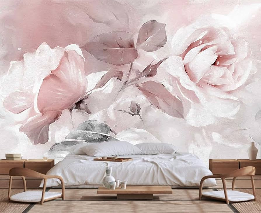 Rose Leaves Oil Painting Wallpaper, Large Wall Background Mural for Bedroom and Living Room(Non-s... | Amazon (US)