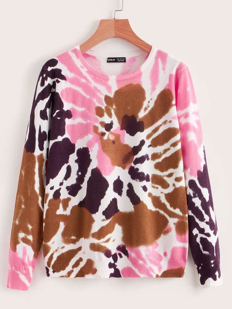 SHEIN Tie Dye Pattern Sweater | SHEIN