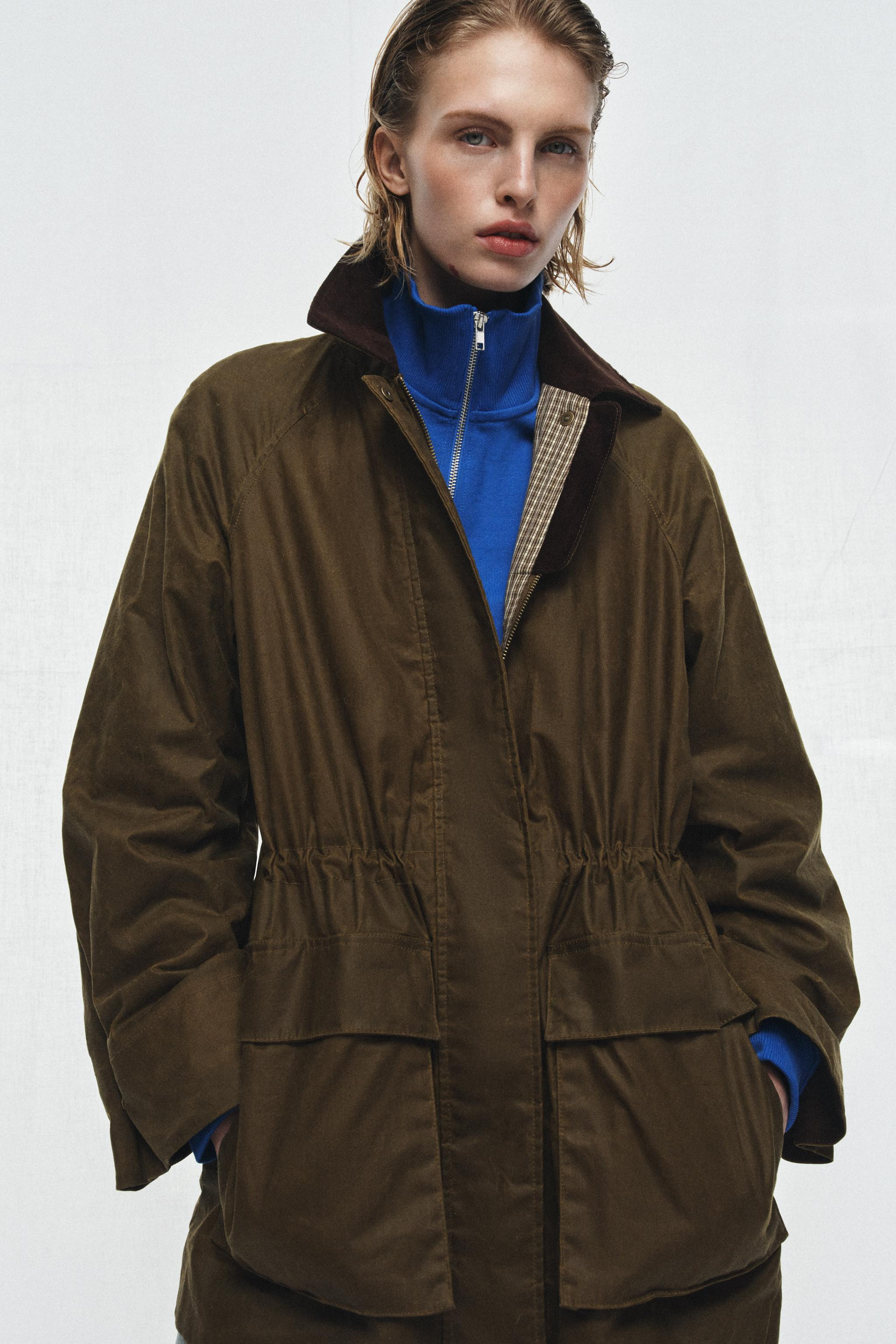 WAXED JACKET WITH CORDUROY COLLAR ZW COLLECTION | Zara US