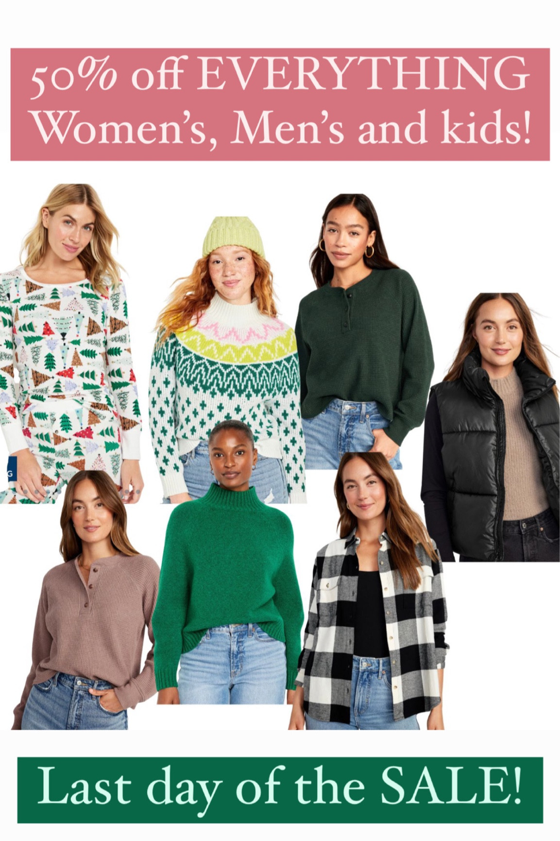 Don’t miss these deals! Last day of 50% off everything at Old Navy 

#LTKsalealert #LTKfamily #LTKHolidaySale