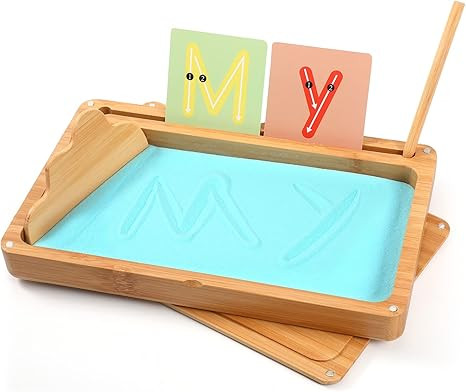 Montessori Sand Tray with Lid - Wooden Sand Trays for Kids Writing Letters and Numbers, Preschool... | Amazon (US)