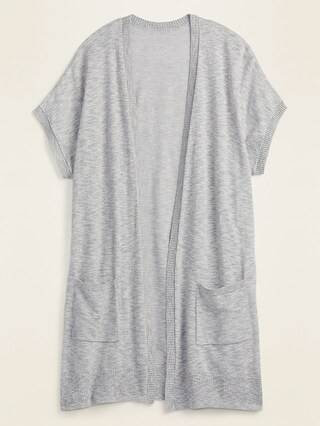 Super-Long Slub-Knit Short-Sleeve Open-Front Sweater for Women | Old Navy (US)