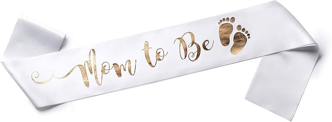 Amazon.com : OLILLY Perfect White and Gold "Mom to Be" Sash - Enjoy Your Baby Shower (White and G... | Amazon (US)