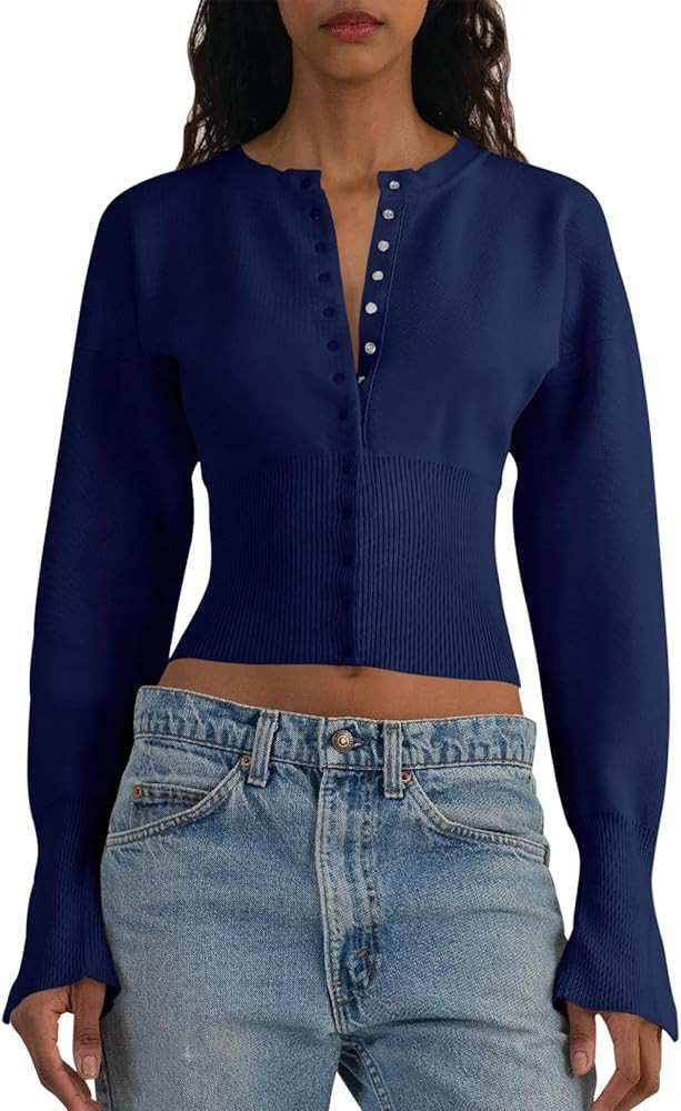 Saodimallsu Womens Cropped Sweaters Cardigan | Amazon (US)
