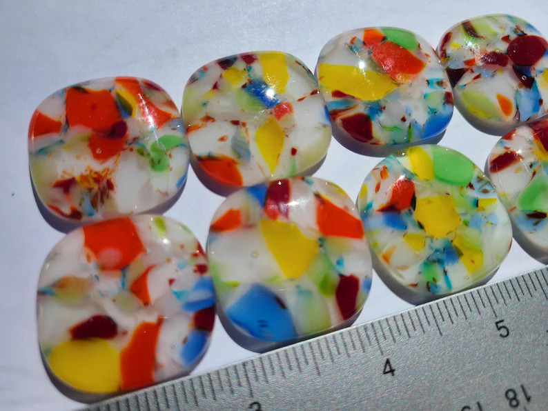 Rainbow Blitz Fused Glass Nuggets, 96 COE, 30mm - 35mm, Stained Glass, Cabochon, Mosaic, Jewelry ... | Etsy (Global)