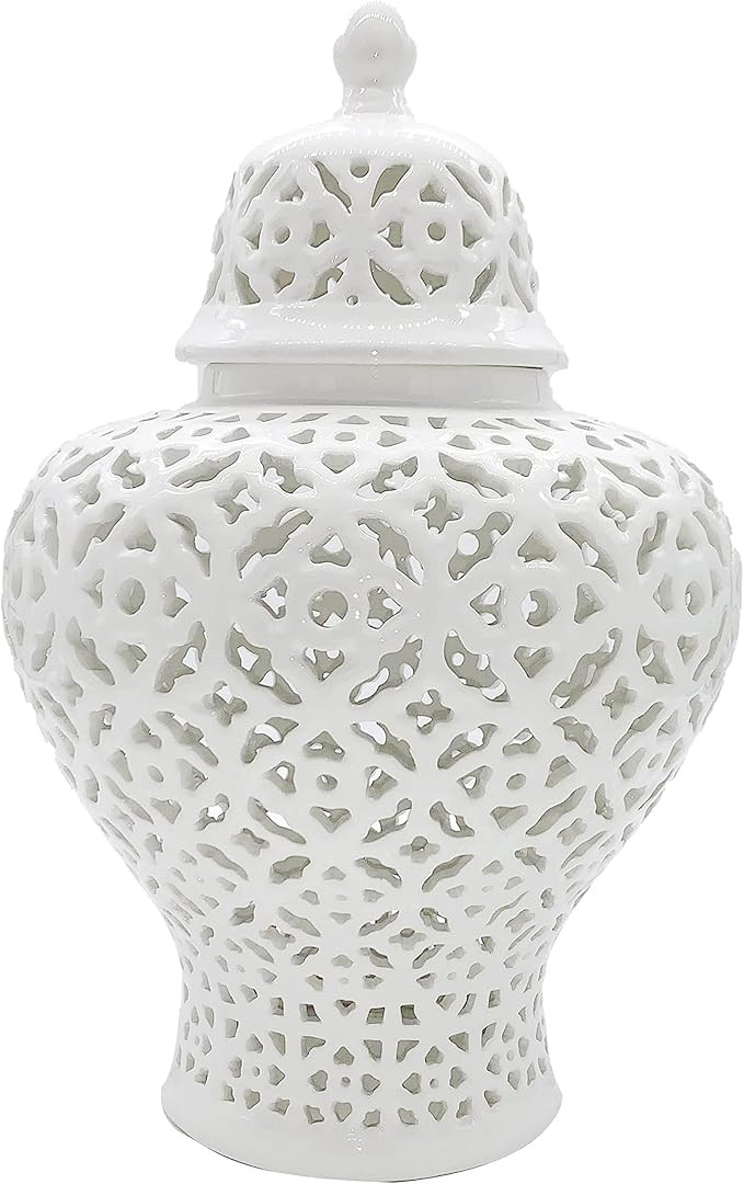 Galt International 19.5” Lattice Ginger Jar with Lid - Home Decor with Intricate Mediterranean ... | Amazon (US)