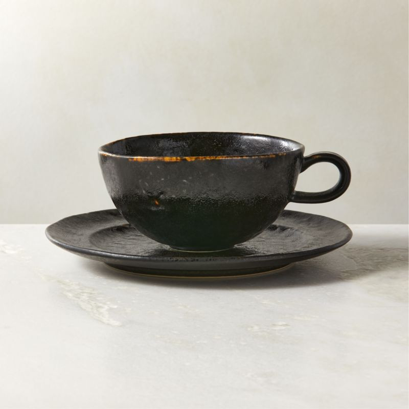 Socorro Black Cappuccino Mug and Saucer Set + Reviews | CB2 | CB2