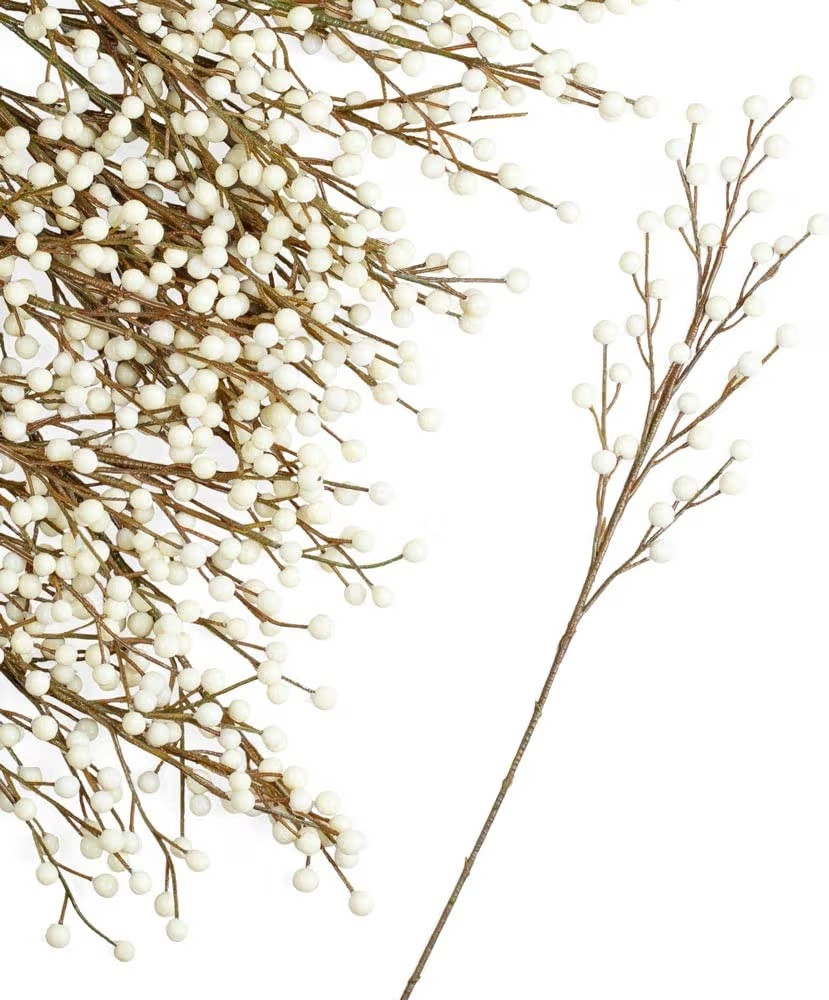 Pack of 36 Artificial Cream Winter White Weatherproof Berry Stem Branches - Waterproof Berries fo... | Amazon (US)