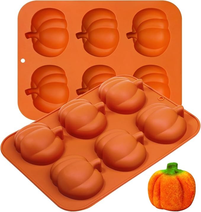 Kamehame Pumpkin Cake Molds, 2pcs Silicone Pumpkin Cake Pan 6-Cavity Fall Silicone Mold Thanksgiv... | Amazon (US)