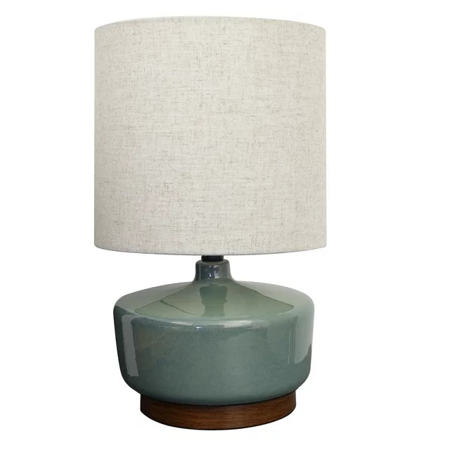 Better Homes & Gardens 17" Tall Modern Mid-Century Ceramic Table Lamp with Wood Base | Walmart (US)