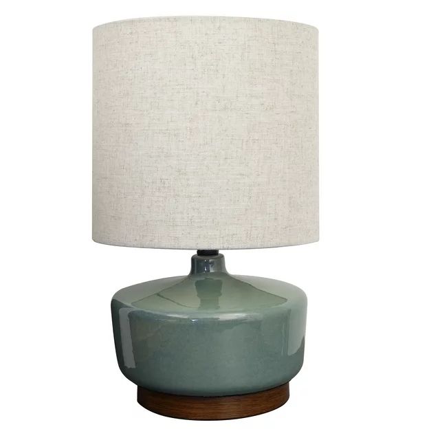 Better Homes & Gardens 17" Tall Modern Mid-Century Ceramic Table Lamp with Wood Base - Walmart.co... | Walmart (US)