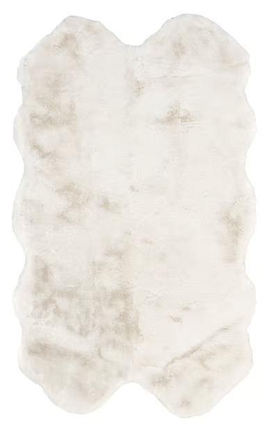 White Waverly Washable Faux Sheepskin Quarto Pelt 3' 6" x 6' Area Rug | Rugs USA