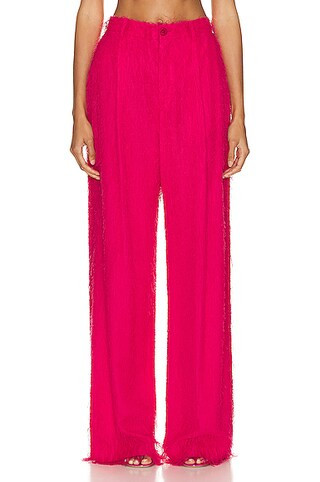 Lightweight Fringe Relaxed Pleated Pant | FWRD 