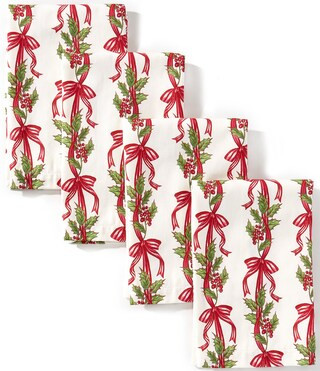 Southern Living Sweet Christmas Collection Red Bow Poinsettia Print Napkins, Set of 4 | Dillard's | Dillard's