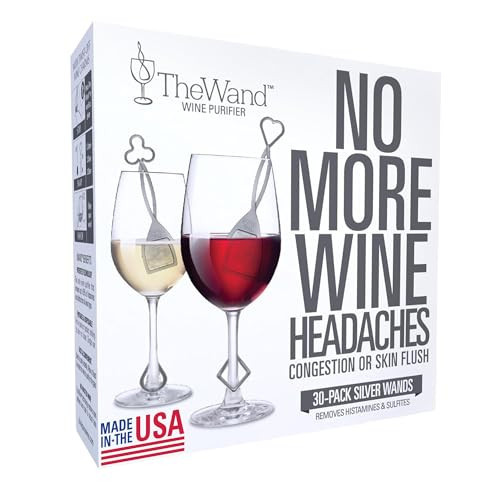 PureWine The Wand Wine Purifier - Red & White Wine Filters for Histamines & Sulfites, Sulfite Remover Sticks, Helps Allergies & Headaches, Gift Accessories for Women & Men - 30 Wands, Silver | Amazon (US)