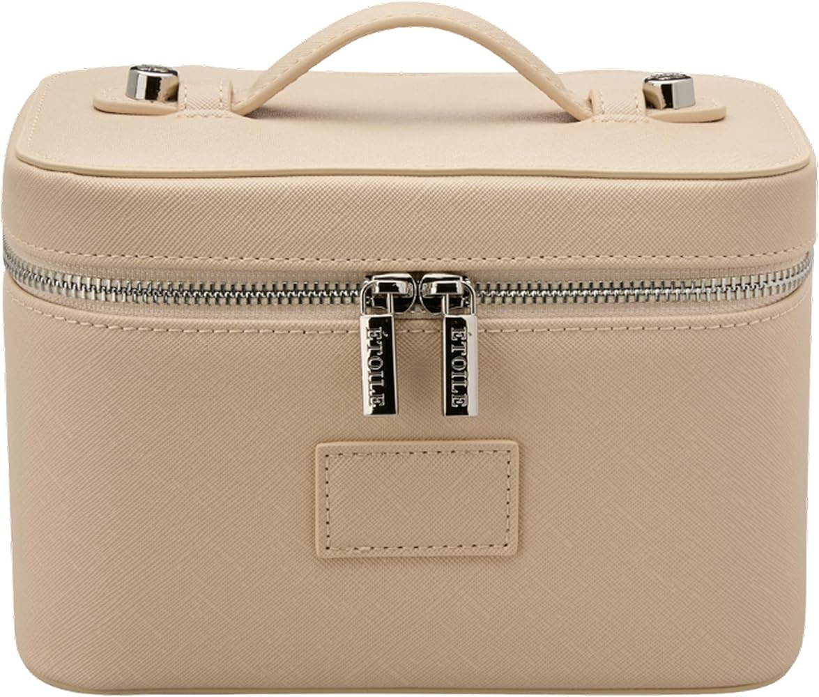 ETOILE - Mini Vanity Case Beige - Stylish Travel Makeup Bag Organizer With Removable Dividers | Amazon (US)