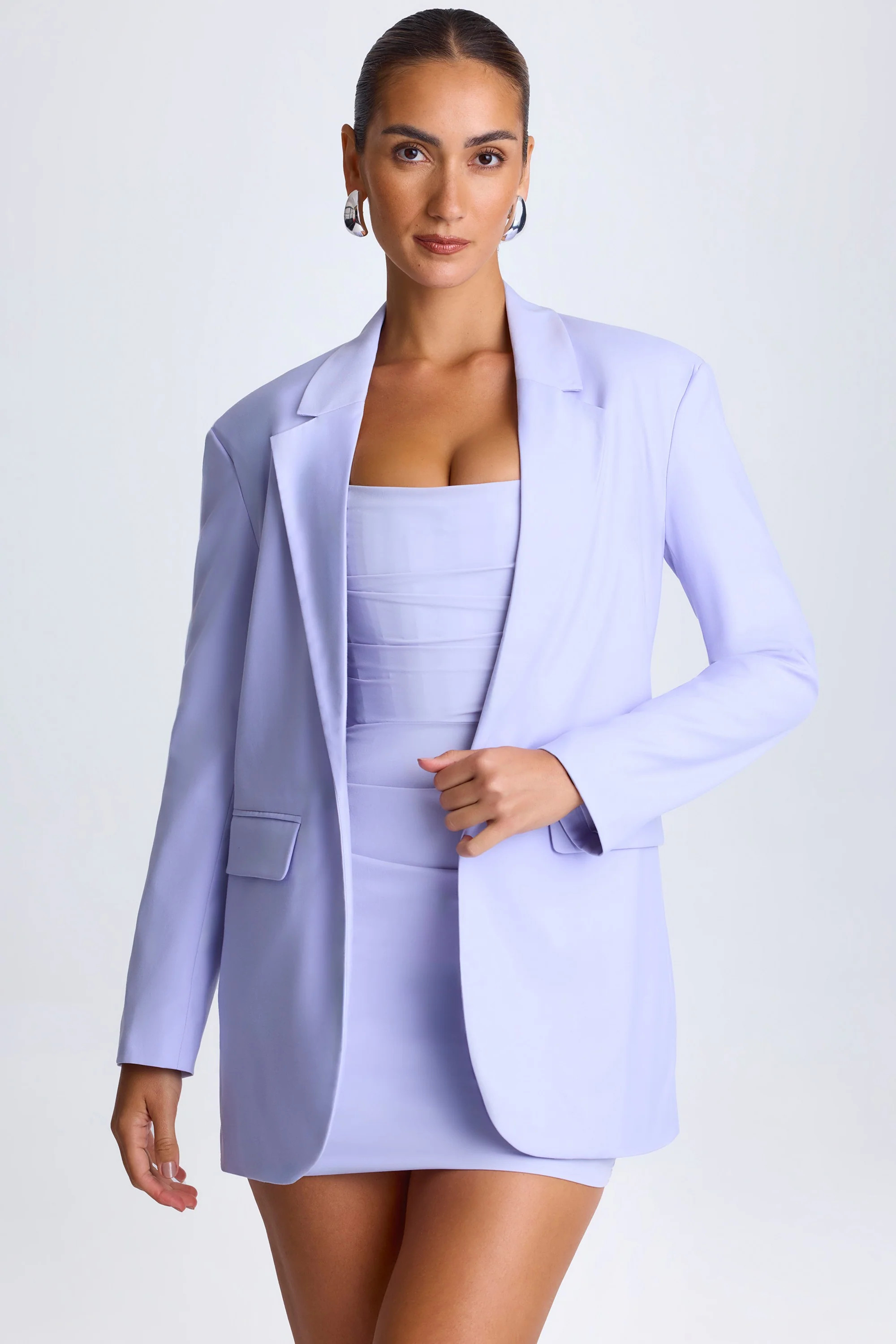 Oversized Single-Breasted Blazer in Soft Lilac | Oh Polly