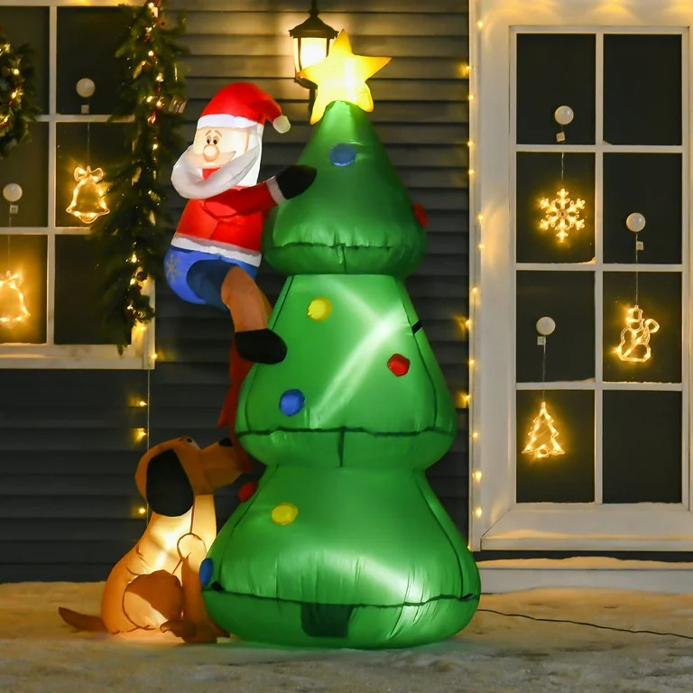 HOMCOM Christmas Inflatable Tree with LED Lights for Garden Indoor Outdoor | Walmart (US)