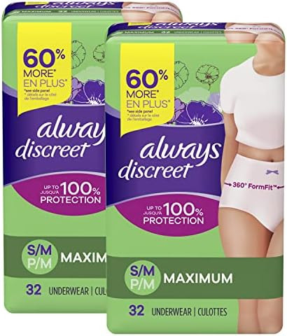 Amazon.com: Always Discreet Incontinence & Postpartum Incontinence Underwear for Women, Small/Med... | Amazon (US)