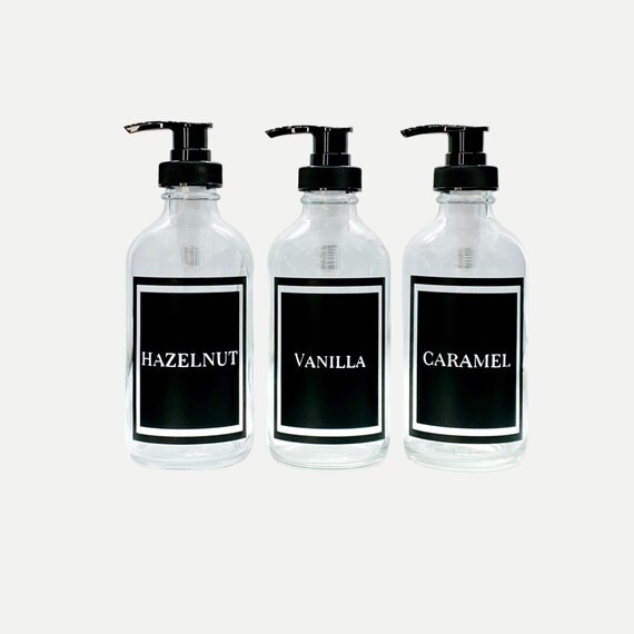 Glass Coffee Syrup Bottle 8 or 16 oz.  Refillable with | Etsy | Etsy (US)