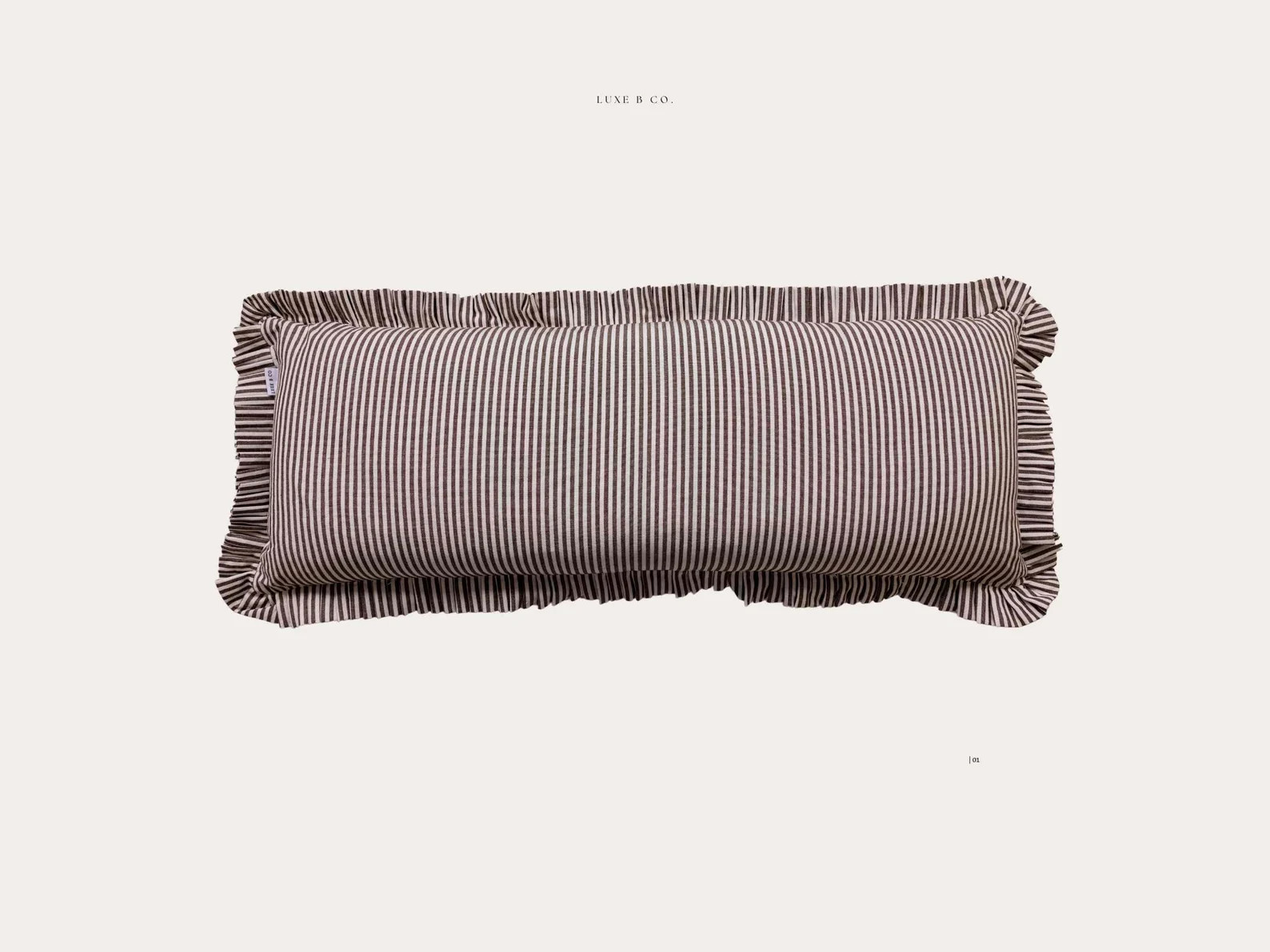 Ruffle Bolster Frill Pillow Cover Brown White Stripes - Etsy | Etsy (US)