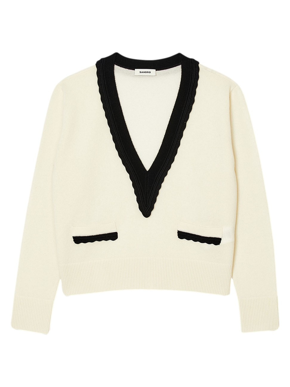Women's Two-Tone V-neck Jumper - Natural - Size Medium | Saks Fifth Avenue
