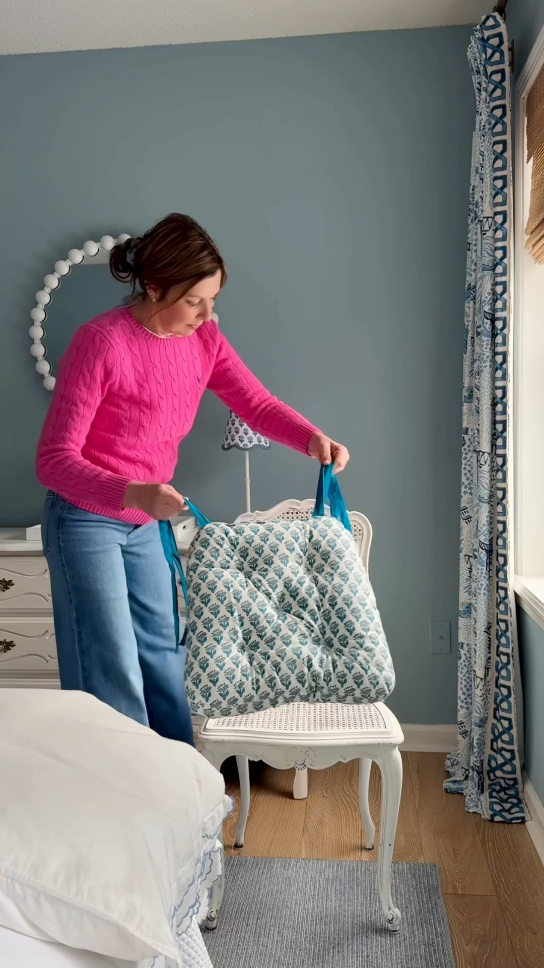 New Amazon block print seat cushions 💙🩵